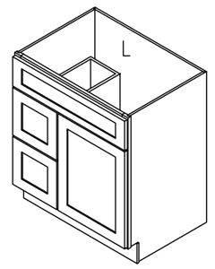 Vanity Base Cabinet 2 Left/Right Drawers 1 Door On Bottom-Shaker Blue
