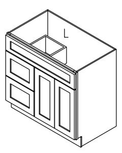 Vanity Base Cabinet 2 Left/Right Drawers 2 Doors On Bottom-Shaker Blue